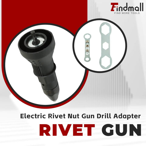Tough As Nails Electric Rivet Nut Gun Drill Adapter For Cordless Drills shown with attachments, durable design for industrial tasks.