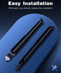 Beefy Four Front And Rear Gas Shock Absorber Set For Jeep Grand Cherokee 1999 2000 2001 2002 2003 2004 displayed with easy installation text