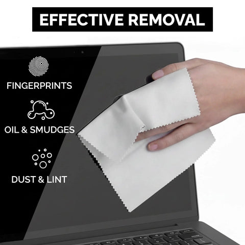 Six-pack microfiber cloths, 6x7 inches, white and dark gray, lint-free lens and screen cleaner