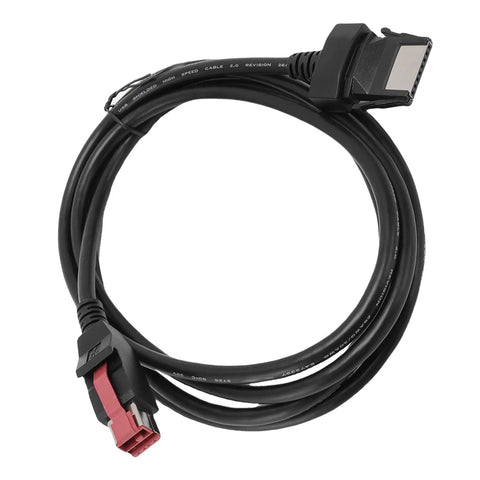 Beefed Up Pro Grade PVC POS Cable For Barcode Scanner And Printer 5.9ft Data Transmission Cord coiled with connectors visible