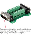 Two Piece DB15 Breakout Board With Both Male And Female DB15 Connectors for RS232 DSUB Serial To 15 Pin Port Terminal Adapter Module