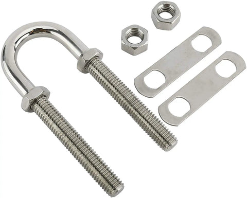 Two Pack Three Eighth Inch Stainless Steel Bow Eye U Bolt For Boat Tie Down Stern Attachment With Adjustable Nuts