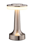 Portable LED Table Lamp With Touch Sensor, Three Level Brightness, 1500mAh Rechargeable Battery, silver finish
