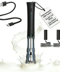 Rechargeable Milk Frother Handheld With Stand, Low Noise Electric Coffee Frother Wand with Stainless Steel Shaft and Dual Coil Whisks