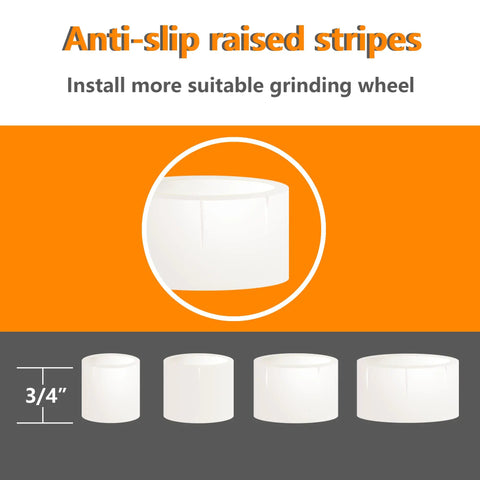 Reducing Bushing Adapters For Bench Grinding Wheels 8 Piece Kit, white plastic, 3/4 inch size shown with anti-slip raised stripes