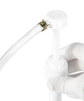 Lower Unit Gear Oil Pump For Standard Quart Bottle With 8cc Manual Fluid Pump And 3 Swivel Adapters, Fits Mercury Yamaha Suzuki Quicksilver Outboard Quart Bottles, 28mm Bottle Opening, Reaches End Of Bottle Easily, shown with clear tube and white pump handle