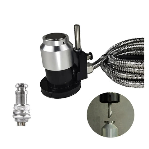 Premium Cnc Automatic Tool Sensor Gauge With Rock Solid Zero Point Oh Oh One Mm Accuracy Z Axis Calibration Probe For Garage And Industrial Milling Centers Built Like A Tank, showcases the probe with hydraulic tubing.