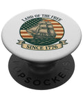 Patriotic US Flag Sailboat PopGrip Adhesive Phone Grip For Red White And Blue Fourth Of July Celebration Easy On And Off Secure Grip Durable Build Perfect Gift For Independence Day Fireworks Fans And Flag Lovers.