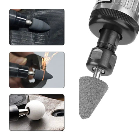 Close-up of the Top Shelf Air Die Grinder Kit, Slick Pneumatic Polishing Tool, featuring versatile grinding tips for various applications.
