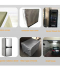 Collage of Silver Fiber Shielding Fabric uses including velcro curtain, server cover, and radiation shield applications.
