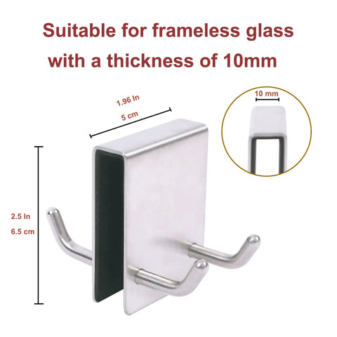 Over Shower Door Towel Hooks For Frameless Glass Bathrooms Brushed Nickel Two Pack Easy Install No Drilling Hanger For Towels