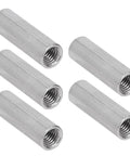 Five Pack Round Coupling Nuts M12 By 1.75mm 50mm Long 304 Stainless Steel Round Sleeve Stud Nuts Threaded Hardware For Bracket Building Maintenance Heavy Duty Connecting Rod Fasteners, five 50mm nuts