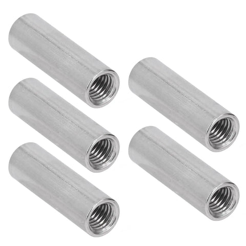 Five Pack Round Coupling Nuts M12 By 1.75mm 50mm Long 304 Stainless Steel Round Sleeve Stud Nuts Threaded Hardware For Bracket Building Maintenance Heavy Duty Connecting Rod Fasteners, five 50mm nuts
