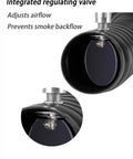 Integrated regulating valve on 360 Degree Fume Extractor With Flow Control Valve, Flexible Hood Positioning, Industrial Articulated Hose, Black