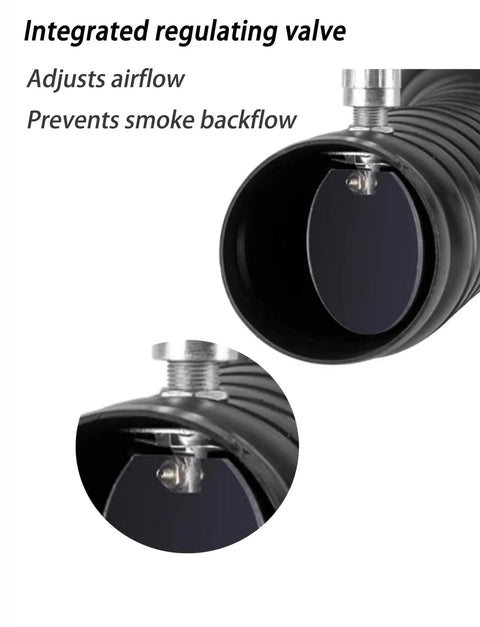 Integrated regulating valve on 360 Degree Fume Extractor With Flow Control Valve, Flexible Hood Positioning, Industrial Articulated Hose, Black