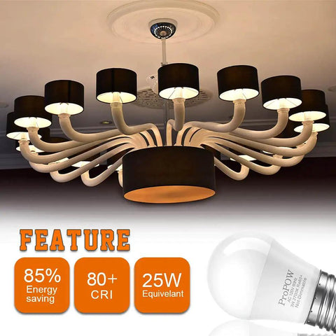25 Watt Equivalent A15 E26 LED Bulbs Soft White 2700K Cozy Home Lighting ceiling fixture display and product features