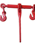 Set Of 4 Heavy Duty Chain Ratcheting Load Binders 5/16 To 3/8 Inch Tie Down Rigging Boomer Style For Rock Solid Hauling, Red Finish