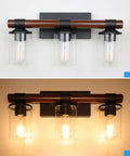 Matte Black Vanity Light Over Mirror Dimmable With 5CCT Adjustable Color Temperature shown off and on