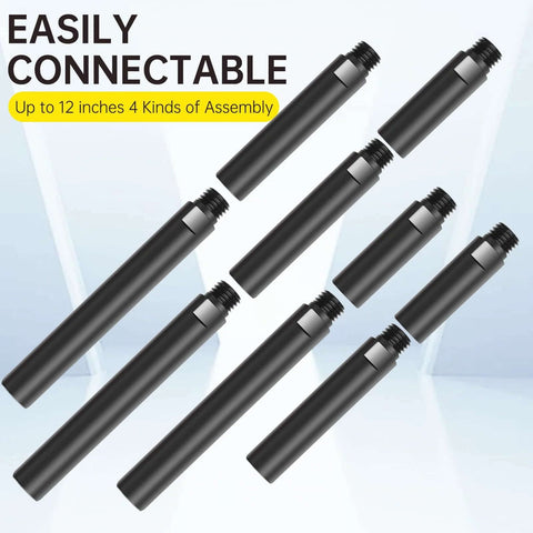 Angle grinder attachments kit with black extension rods and 5/8-11 threaded ends, shown diagonally.