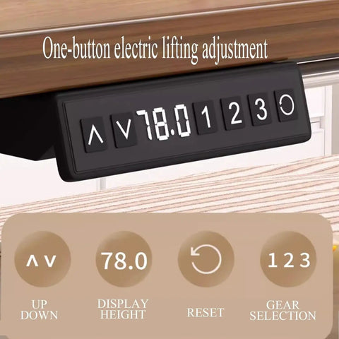 Control panel showing one-button electric lifting adjustment for Cool Electric Lift Over Bed Table With Wheels.