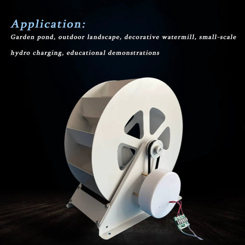 100W Waterwheel Hydroelectric Generator For Off-Grid Power, Low-Speed Water Wheel With Quiet Belt And Gear Drive