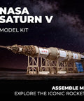 Saturn V 3D Puzzle Kit for Adults Wooden Model Rocket Set Space Shuttle Model Aerospace Engineering Gift Epic Nerdy Brain Teaser Hobby Craft Full DIY Kit for Collectors and Builders, NASA Saturn V wooden model on stand