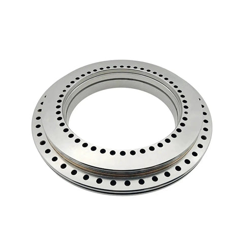 Top Shelf Yrt Rotary Table Bearing P2 P4 Precision Class for CNC indexing, showcasing a silver round housing with holes.