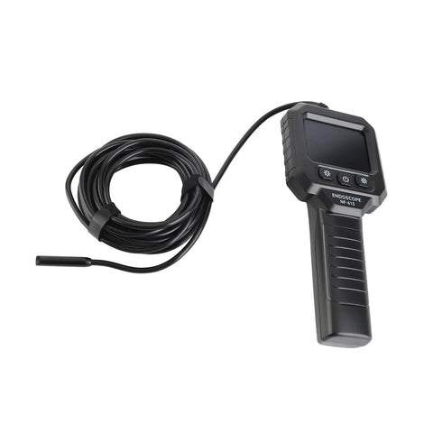 Handheld Endoscope Camera With 2.8 Inch IPS Display And Eight LEDs, includes flexible cable for plumbing and vent checks.