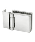 Buttery Smooth L Mount Shower Door Hinge For One Quarter Inch Tempered Glass Aluminum Bracket Polished Chrome Finish, side view.