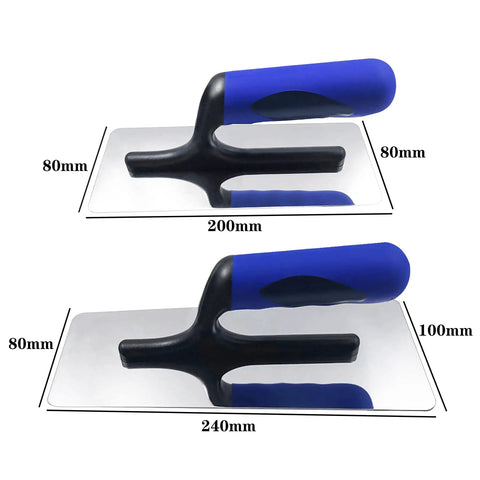 Venetian Plaster Trowels Set Two Piece Stainless Steel Pro Grade With Easy Grip Ergonomic Rubber Handles, sizes 200x80mm and 240x100mm
