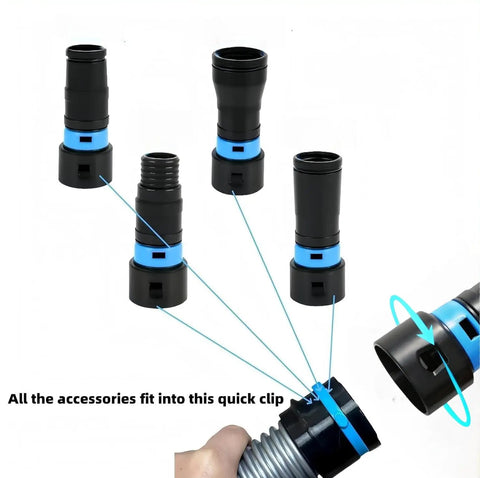 Mitansle Ribbed TPE Dust Collection Hose Adapter Kit Includes One Foot Smooth Bore Hose For Shop Vac Systems with QuickClick connectors.