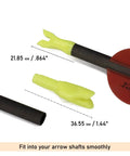 12 Pack Arrow Nocks With 6.2mm Inside Diameter Plastic Insert Nocks For Archery Hunting Curved Yellow Design with measurements
