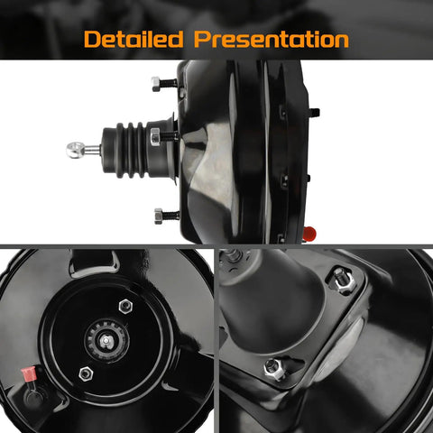 Close-up view of Precision Vacuum Power Brake Booster for Classic Ford F150 F250 F100 Bronco 1977-1979 with single diaphragm.
