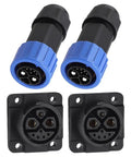 Heavy Duty Two Pack M23 8 Pin Power Connector 50A 500V IP67 Waterproof Male And Female Plug self-locking with blue casing