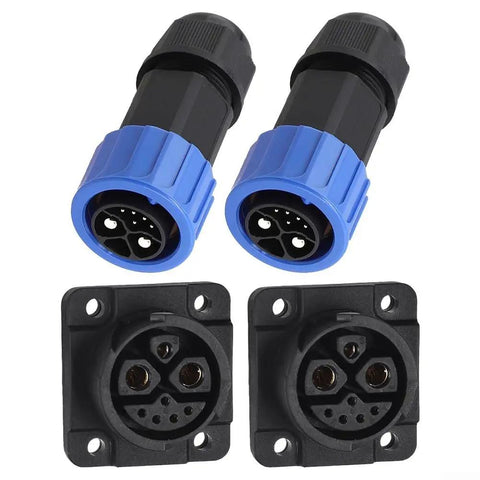 Heavy Duty Two Pack M23 8 Pin Power Connector 50A 500V IP67 Waterproof Male And Female Plug self-locking with blue casing