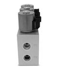 Side view of Three Circuit Hydraulic Multiplier Kit With Selector Valve Couplers And Switch Box Control Built For Open Or Closed Or FPC Systems Up To 3000 PSI Anodized Body All Weather Tough Pro Grade Heavy Duty 12V DC Solenoids