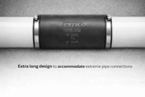 3-Inch Extra Long Flexible Pipe Coupling With Stainless Steel Clamps For DWV Plumbing, Leak-Proof Positive Seal Connector, black and white view
