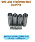 608 2RS Bearings 50 Pack 8x22x7mm Double Rubber Sealed Ball Bearings For Skateboards And Small Equipment Chrome Steel Smooth Spin Durable And Ready To Roll, stacked sealed bearings