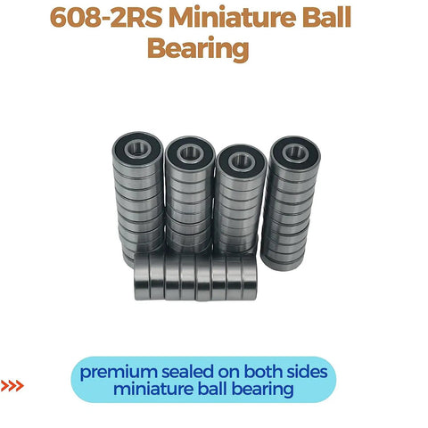 608 2RS Bearings 50 Pack 8x22x7mm Double Rubber Sealed Ball Bearings For Skateboards And Small Equipment Chrome Steel Smooth Spin Durable And Ready To Roll, stacked sealed bearings