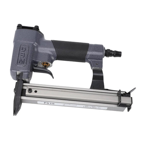 Slick Lightweight Pneumatic Brad Nailer Delivering Smooth Air Powered Performance And Hella Comfortable Ergonomic Grip 100 Nail Capacity side view with grip and nose
