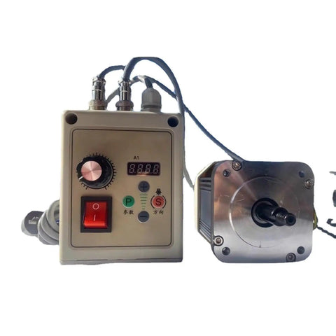 Heavy Duty Electric Belt Sander 750W Woodworking Workhorse With 915x50mm Belt control panel with motor, featuring a digital display and adjustment knobs.