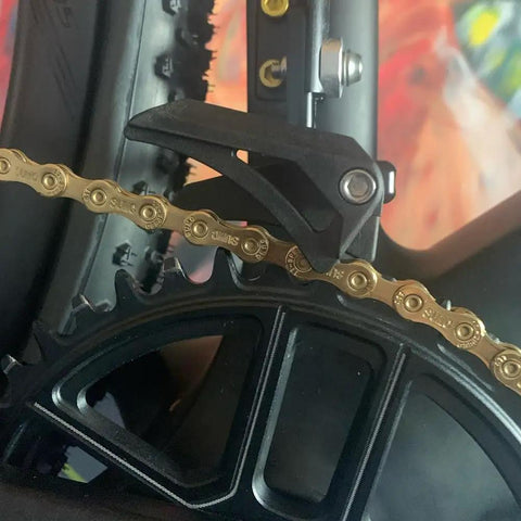 Trail Ready Durable Aluminum Alloy CNC Chain Guide For Mountain Bikes MTB Chain Guard And Protector Clamp Mount 31.8 And 34.9 Millimeters Fits Most Bikes Easy Install Black Chain Stabilizer on bike