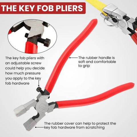 All In One Key Fob Hardware Kit With 40 Sets Of 1 Inch Fob Hardware And 8 Inch Pliers In Four Colors Includes Matching Split Rings