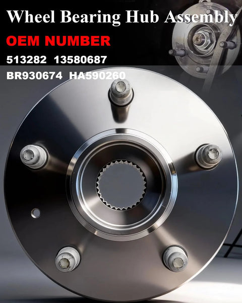 2 Pack Beefed Up Front And Rear Wheel Bearing And Hub Assembly For 2008 To 2019 Cadillac CTS 2010 To 2015 Chevy Camaro And 2018 To 2019 Impala 5 Lug With Encoder ABS Replacement Kit on display