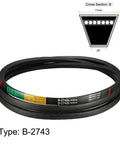 Top Shelf B2743 B108 Industrial Drive V Belt With 108 Inch Inner Girth Premium Rubber Transmission Strap Heavy Duty Motor Drive, B section cross section.