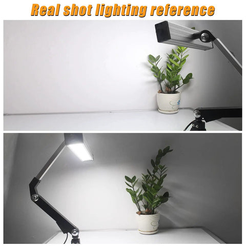 Heavy Duty Led Work Light With Long Arm Aluminum Alloy IP66 Waterproof Table Lamp illuminating a plant pot