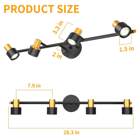 4 Light Plug In Vanity Lights For Bathroom And Kitchen Counter Over Mirror, Modern Vanity Light Fixtures With Adjustable Heads