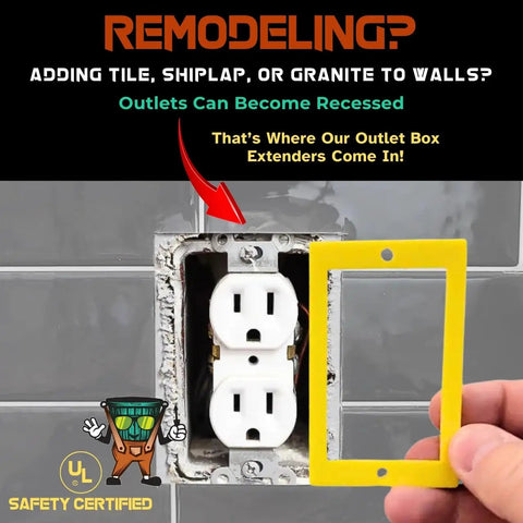 Installing One Quarter Inch Single Gang Outlet Box Extenders Pack Of Three UL Listed Electrical Box Extenders For Outlets And Switches.