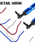 Close-up view of Beefed Up Aluminum Front And Rear Wide Sway Bar Kit components for 1/10 Slash Stampede Rustler Rally 4X4 RC Cars.