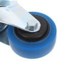 Heavy Duty 3 Inch Swivel Caster Wheels With Brake Two Pack For Furniture Transport Rolling Carts Replacement Top Plate Locking Casters Quiet Industrial TPR Wheels Easy Install Universal Swivel For Home Shop Use, blue wheel close-up